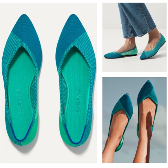 Rothy’s The Point Blue Jade size 6.5 EUC - Picture 1 of 7